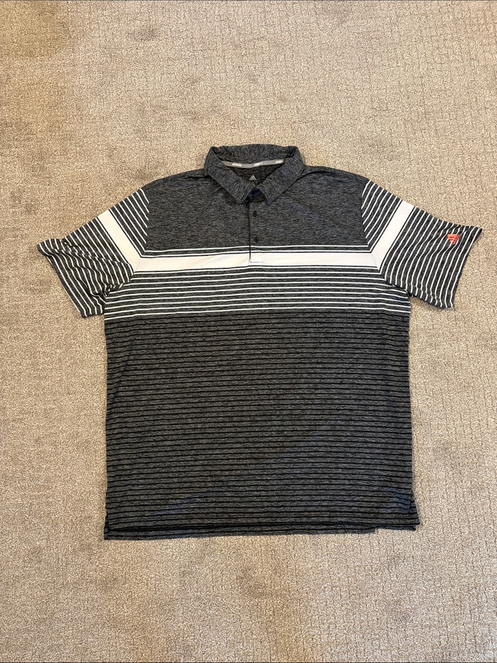 Adidas Men's Grey Striped Polo Shirt - Performance Style